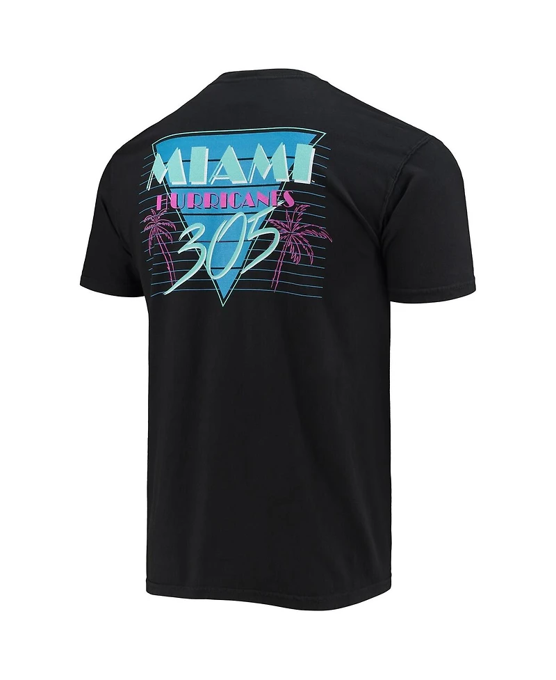 Image One Men's Black Miami Hurricanes Miami Vice 305 Comfort Color T-Shirt