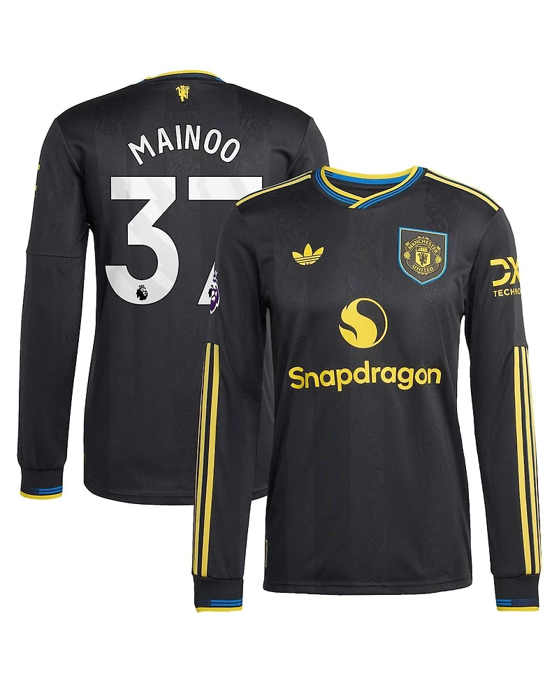 Adidas Men's Kobbie Mainoo Black Manchester United 2025/26 Third Authentic Long Sleeve Player Jersey