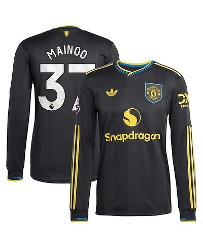 Adidas Men's Kobbie Mainoo Black Manchester United 2025/26 Third Authentic Long Sleeve Player Jersey