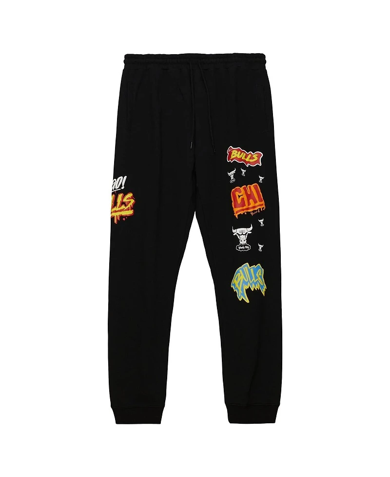 Mitchell & Ness Men's Black Chicago Bulls Slap Sticker Sweatpants