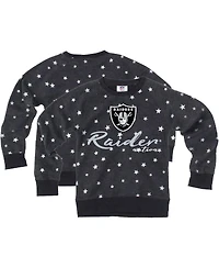 Wes & Willy Big Girls Charcoal Las Vegas Raiders Shimmer Star Reverse Fleece Pullover Sweatshirt
