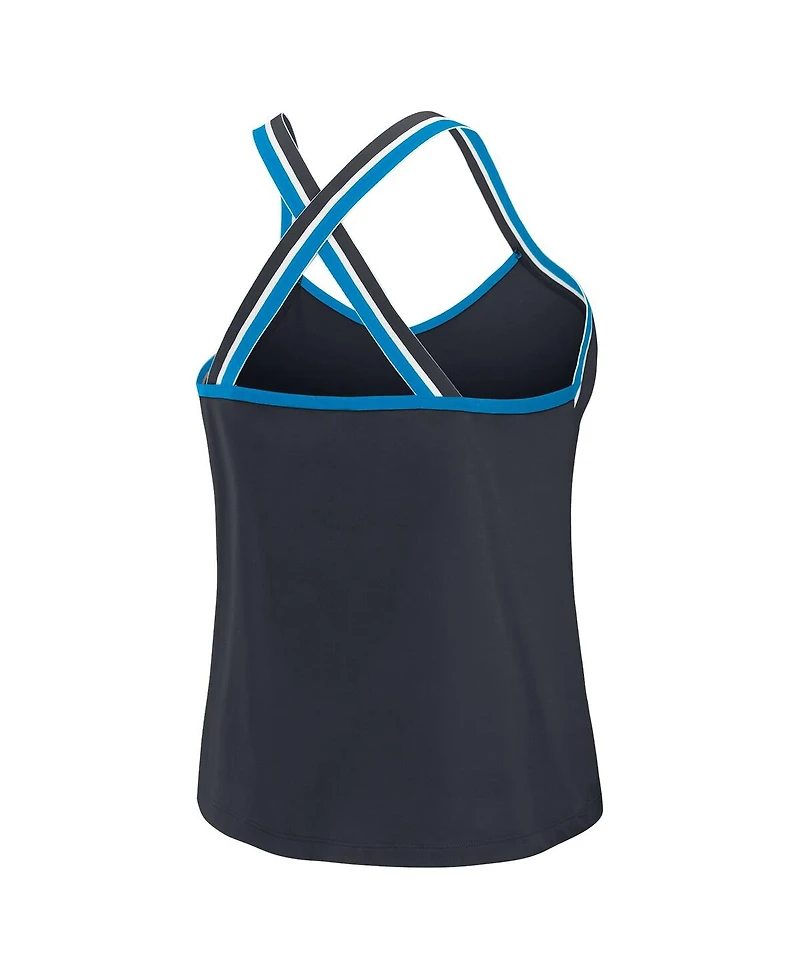 Wear by Erin Andrews Women's Black Carolina Panthers Cross Strap Tri-Blend Tank Top