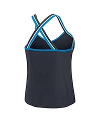 Wear by Erin Andrews Women's Black Carolina Panthers Cross Strap Tri-Blend Tank Top