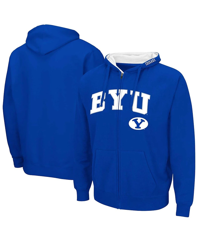 Colosseum Men's Navy Byu Cougars Arch Logo 3.0 Full-Zip Hoodie