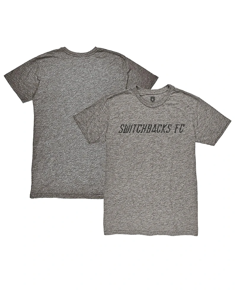 1863FC Men's Heather Gray Colorado Springs Switchbacks Fc Wordmark Tri-Blend T-Shirt