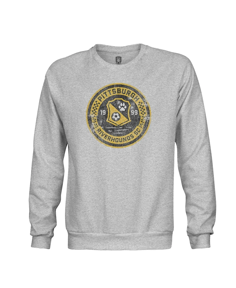 1863FC Men's Heather Gray Pittsburgh Riverhounds Sc Color Badge Pullover Sweatshirt