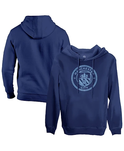 1863FC Men's Navy Manchester City Mono Badge Fleece Pullover Hoodie