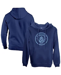 1863FC Men's Navy Manchester City Mono Badge Fleece Pullover Hoodie