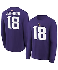 Nike Big Boys and Girls Justin Jefferson Purple Minnesota Vikings Player Name Number Long Sleeve T-Shirt