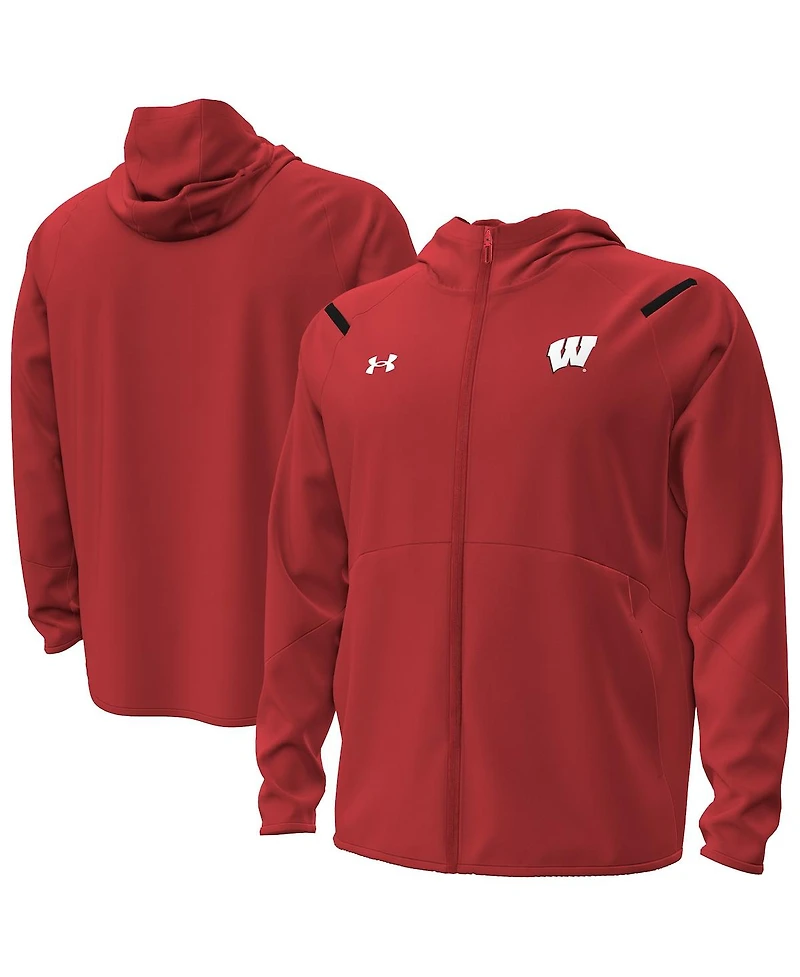 Under Armour Men's Red Wisconsin Badgers Unstoppable Performance Fleece Hoodie Half-Zip Jacket