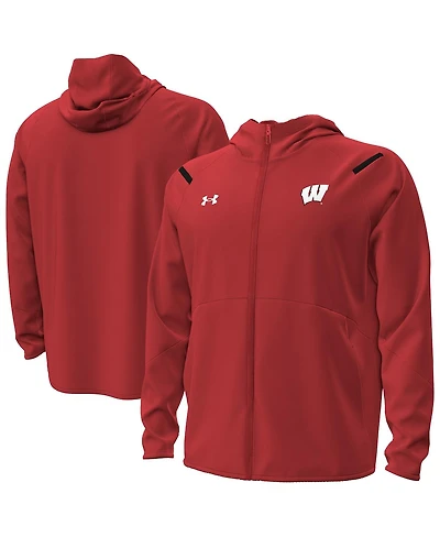 Under Armour Men's Red Wisconsin Badgers Unstoppable Performance Fleece Hoodie Half-Zip Jacket