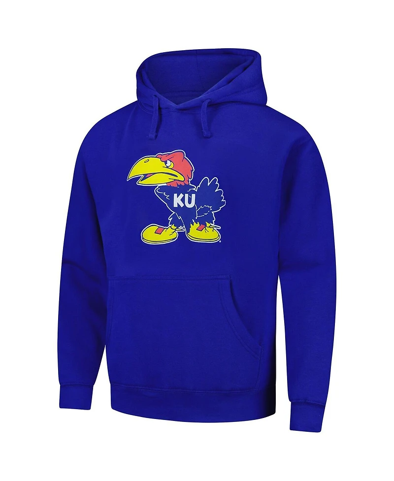 League Collegiate Wear Men's Royal Kansas Jayhawks Logo Essential Fleece 2.0 Pullover Hoodie