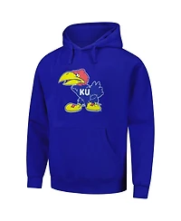 League Collegiate Wear Men's Royal Kansas Jayhawks Logo Essential Fleece 2.0 Pullover Hoodie