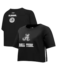 Pro Standard Women's Black Alabama Crimson Tide Rhinestone Cultivated Pearl Boxy Cropped T-Shirt