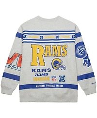 Mitchell & Ness Men's Heather Gray Los Angeles Rams All Over Print Fleece Crewneck Sweatshirt