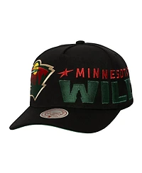 Mitchell & Ness Men's Black Minnesota Wild Busted Logo Wordmark Wrap-Around Pro Pinch Adjustable Hat