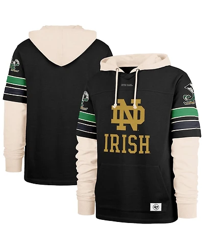 '47 Brand Men's Black Notre Dame Fighting Irish Split Zone Cornerback Lacer Pullover Hoodie
