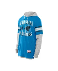 New Era Men's Blue Carolina Panthers Twofer Layered Long Sleeve Hoodie T-Shirt