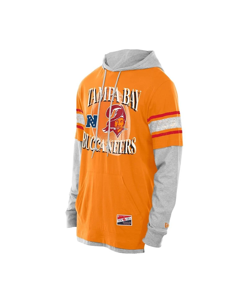 New Era Men's Orange Tampa Bay Buccaneers Twofer Layered Long Sleeve Hoodie T-Shirt