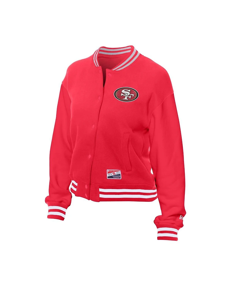 New Era Women's Scarlet San Francisco 49ers Throwback Fleece Full-Snap Jacket