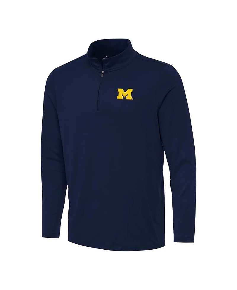 Antigua Men's Navy Michigan Wolverines Reprocess Quarter-Zip Hoodie