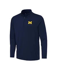 Antigua Men's Navy Michigan Wolverines Reprocess Quarter-Zip Hoodie
