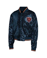 Outerstuff Big Boys and Girls Navy Chicago Bears Glam Squad Sequin Jacket