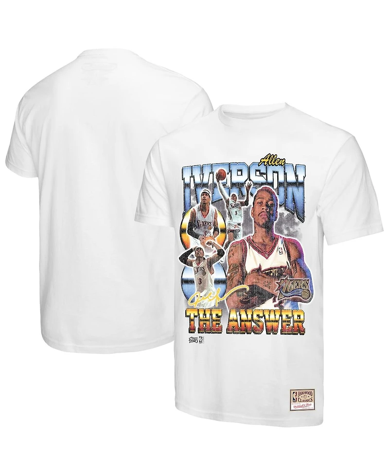 Mitchell & Ness Men's Allen Iverson White Philadelphia 76ers Hardwood Classics Commemorative Player Collage T-Shirt