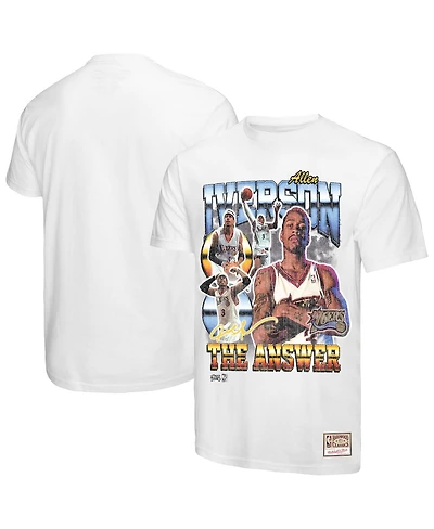 Mitchell & Ness Men's Allen Iverson White Philadelphia 76ers Hardwood Classics Commemorative Player Collage T-Shirt