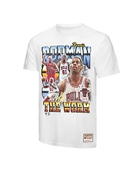 Mitchell & Ness Men's Dennis Rodman White Chicago Bulls Hardwood Classics Commemorative Player Collage T-Shirt