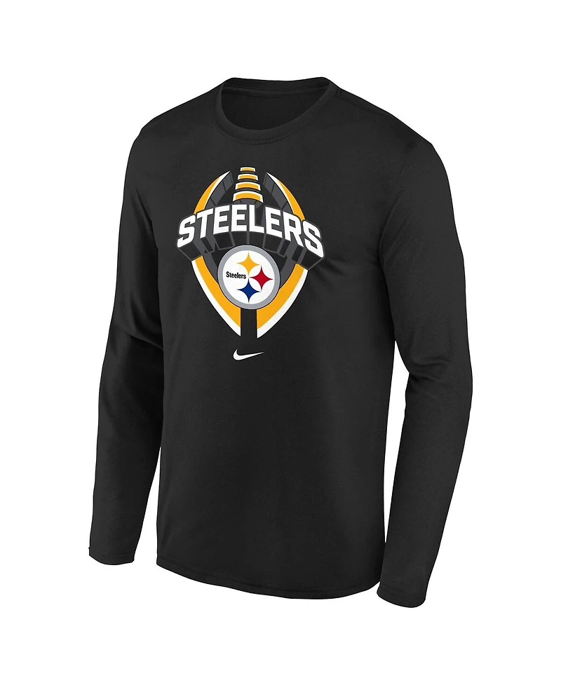 Nike Big Boys and Girls Black Pittsburgh Steelers Primetime Legend Icon Long Sleeve Performance T-Shirt