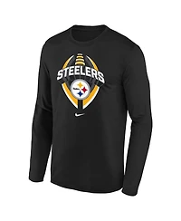Nike Big Boys and Girls Black Pittsburgh Steelers Primetime Legend Icon Long Sleeve Performance T-Shirt