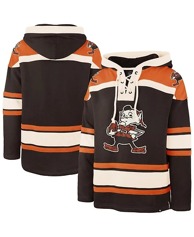 '47 Brand Men's Brown Cleveland Browns Throwback Superior Lacer Hoodie