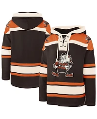 '47 Brand Men's Brown Cleveland Browns Throwback Superior Lacer Hoodie