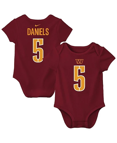 Nike Baby Boys and Girls Jayden Daniels Burgundy Washington Commanders Player Name Number Bodysuit