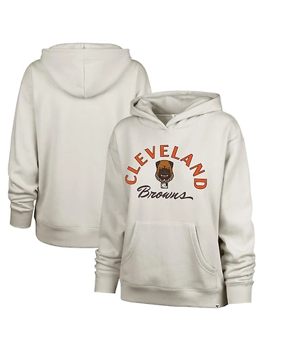 '47 Brand Women's Cream Cleveland Browns Dawg Pound Xl Whirlwind Naomi Pullover Hoodie