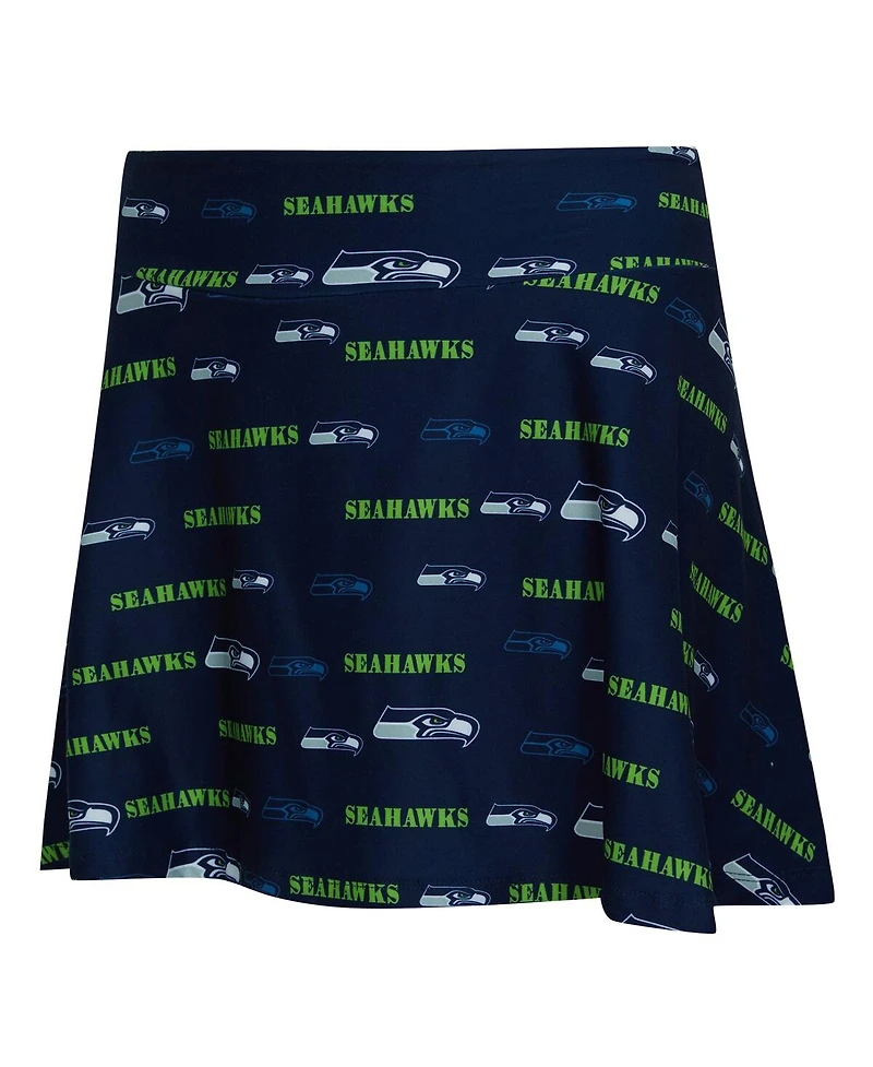 Concepts Sport Women's College Navy Seattle Seahawks Mosaic Allover Print Skort