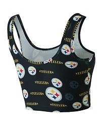 Concepts Sport Women's Black Pittsburgh Steelers Mosaic Allover Print Bralette