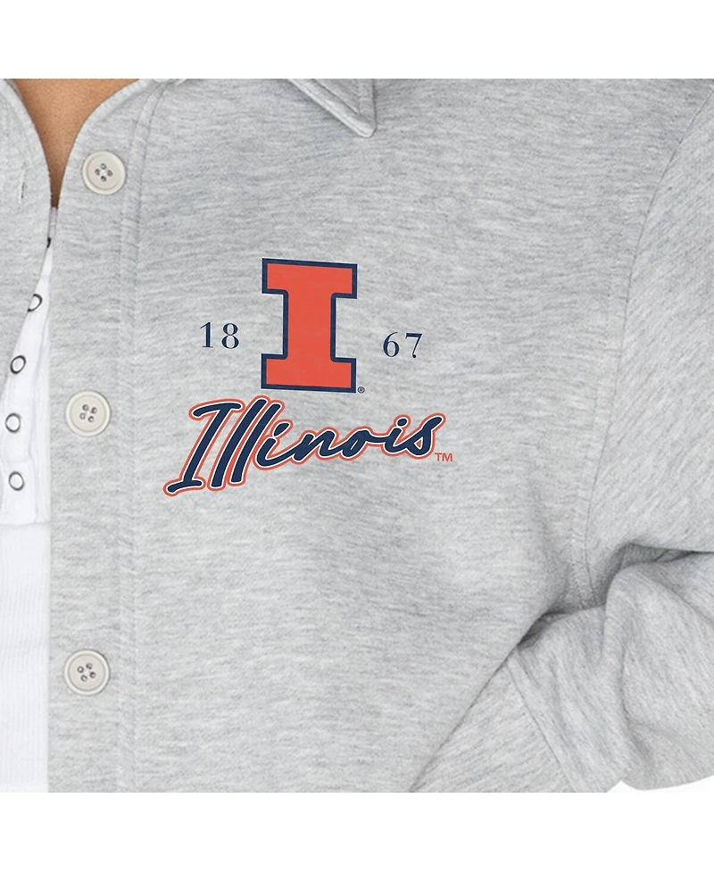 Gameday Couture Women's Ash Illinois Fighting Illini Foundation Full-Button Long Sleeve Overshirt
