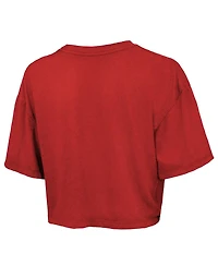 Majestic Women's Red Indiana Fever Chalk Stripe Boxy Crop Top