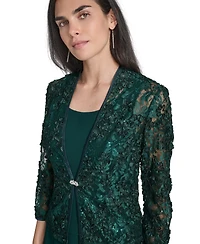 Jessica Howard Women's Soutache Jacket & Jewel-Neck Midi Dress