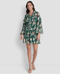 Dkny Women's Long Sleeve Tiered Ruffle Dress