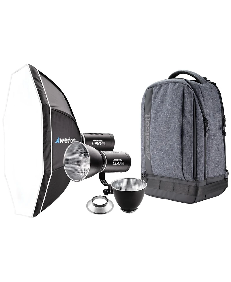 Westcott L60-b 60W Bi-Color Cob Led Video 2-Light Backpack Kit