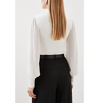 Karen Millen Women's Tie Neck Long Sleeve Bodysuit