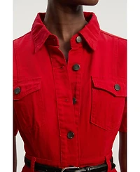 Karen Millen Women's Petite Denim Short Sleeve Shirt Dress