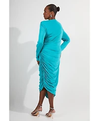 Karen Millen Women's Long Sleeve Ruched Maxi Dress