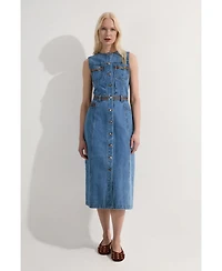 Karen Millen Women's Sleeveless Denim Midi Dress