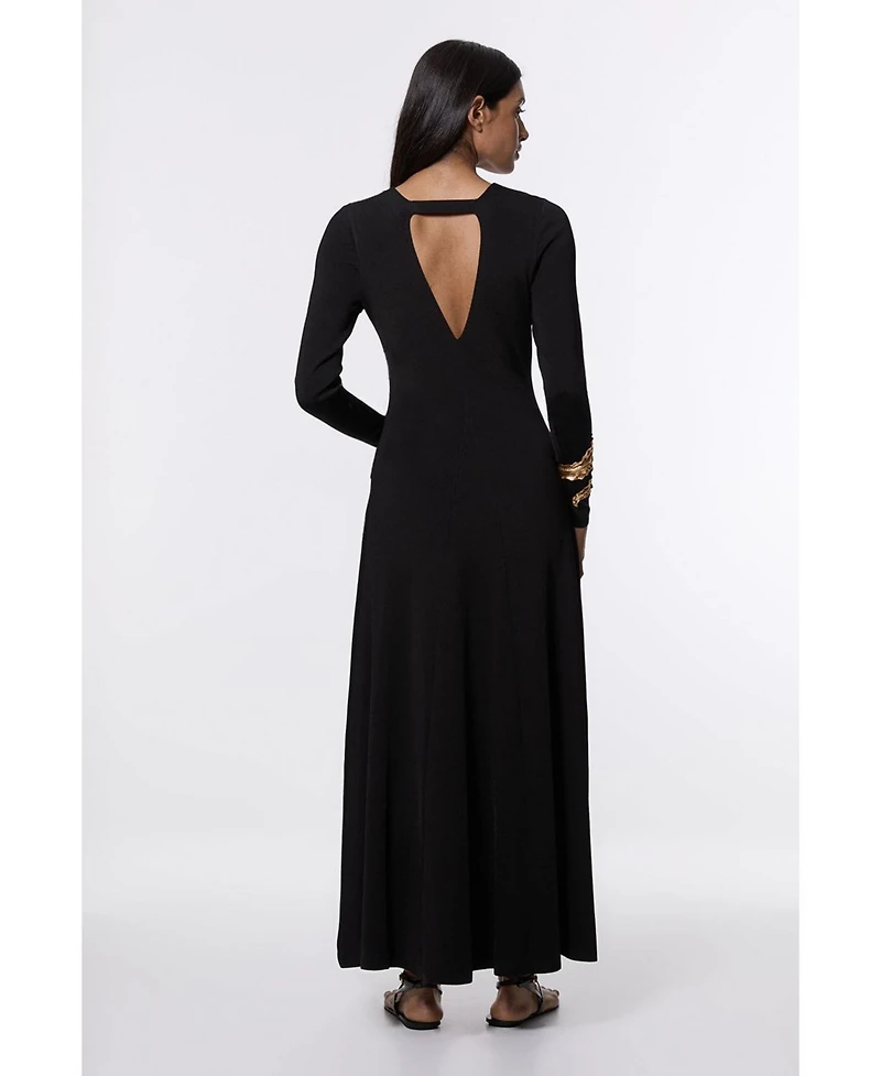 Karen Millen Women's Keyring Detail Long Sleeve Knit Dress