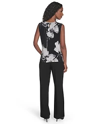 Calvin Klein Women's Sleeveless Pleated Crew Neck Top
