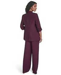 Calvin Klein Womens Two Button Roll Tab Jacket Wide Leg Pants